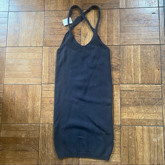 NWT Sz XS Free People Intimately Black Knockout Swit Slip Knit Mini Dress - Picture 2 of 6